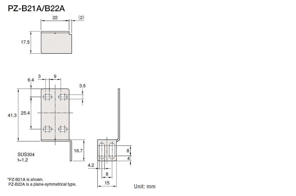 PZ-B21A/B22A Dimension
